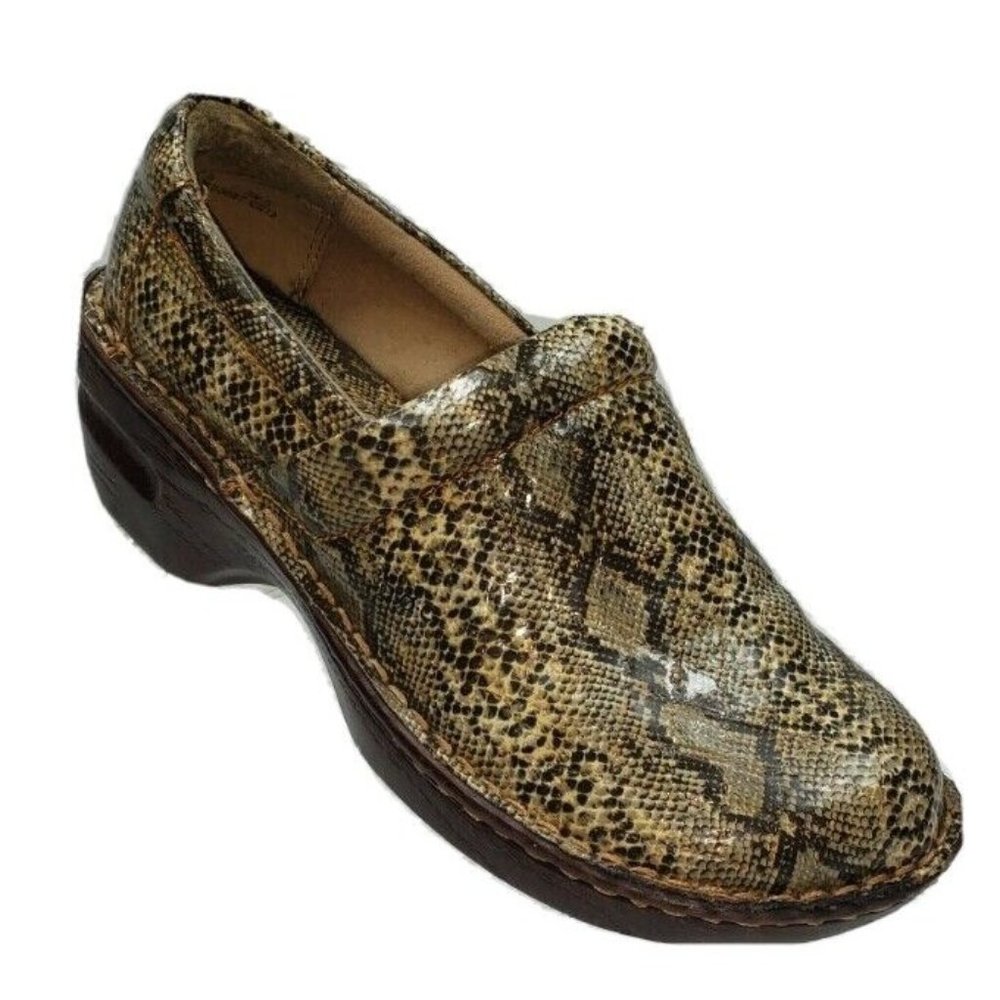 Born b.o.c Womens 7.5 M Snake Print Clog Loafer Slip On Shoes